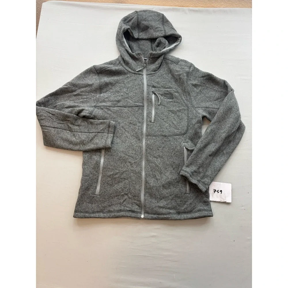 The North Face Gordon Lyons Mens Medium Gray Sweater Knit Fleece Full Zip Hoodie